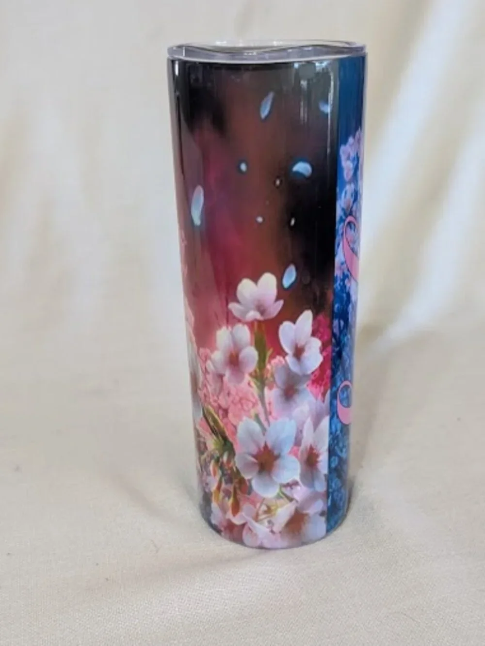 20 oz skinny Tumbler featuring a Cherry Blossom (sakura) sublimation design